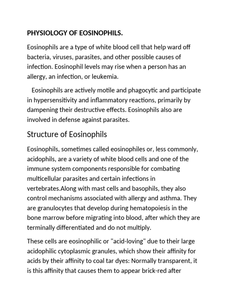 Eosinophils in Inflammation and Immunity | PDF | Immune System ...