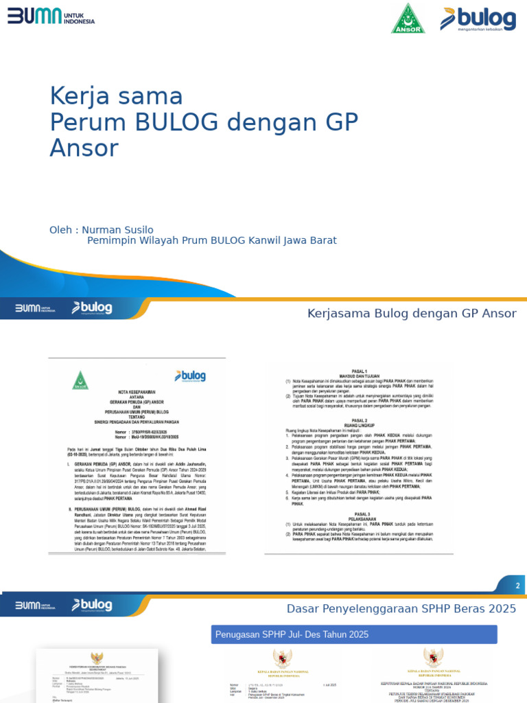 Kerjasama BULOG dan GP Ansor 2025 | PDF