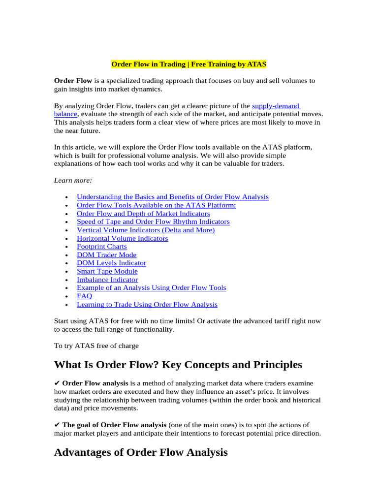 Order Flow in Trading Free Training by ATAS | PDF | Cryptocurrency | Market  Trend