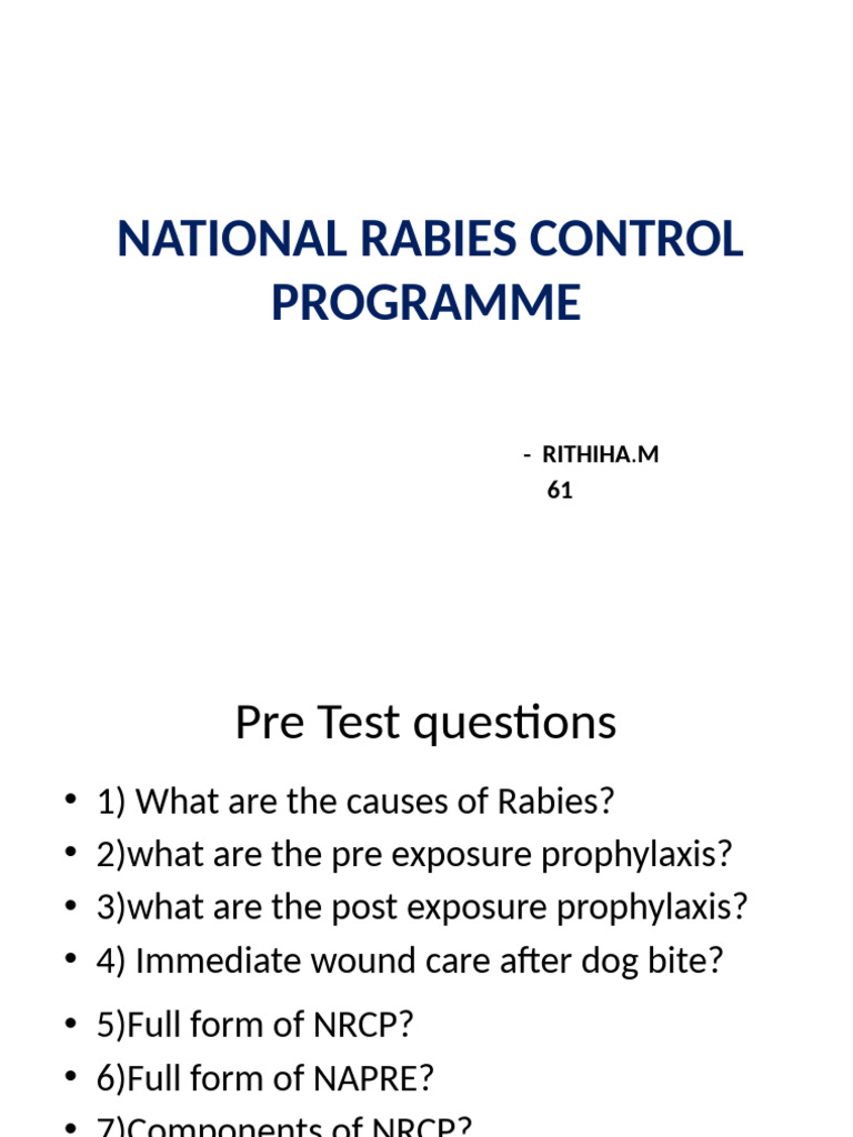 National Rabies Control Programme Overview | PDF | Rabies | Medical ...