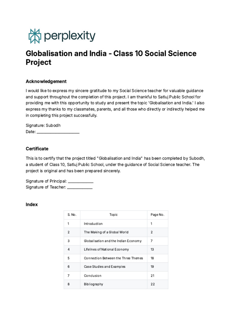 Globalisation and India: Class 10 Project | PDF | Globalization | Trade