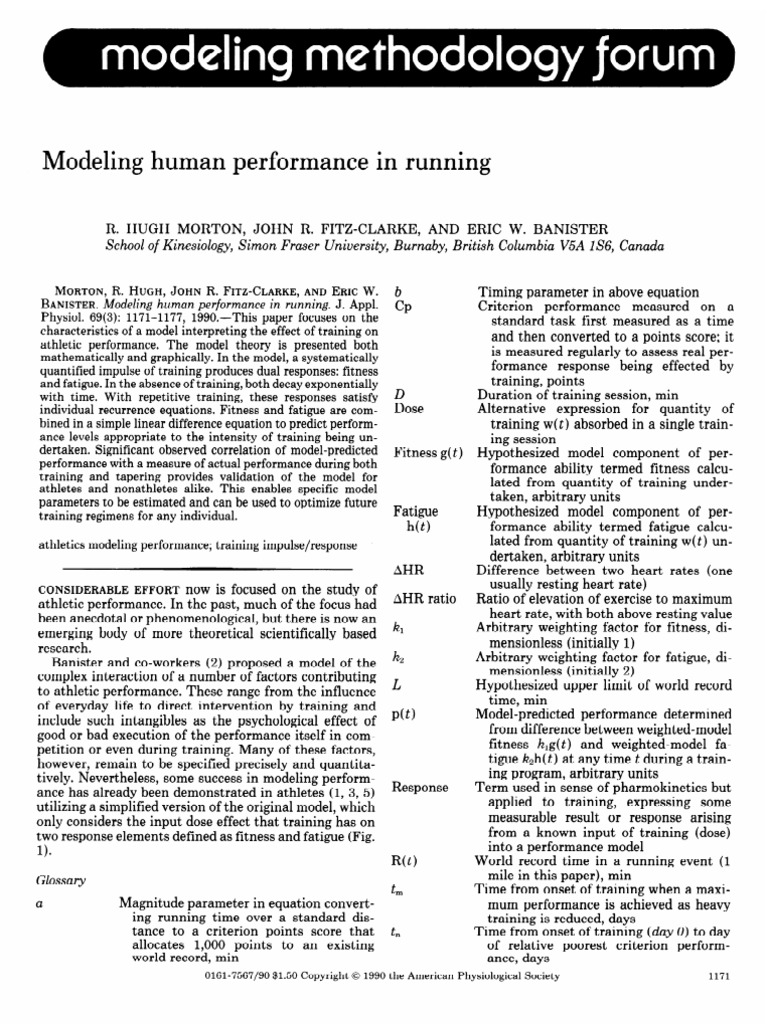 Modeling Running Performance Dynamics | PDF | Heart Rate | Steady State