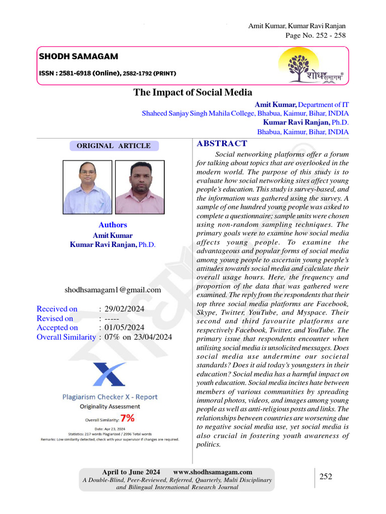Impact of Social Media on Youth Education | PDF | Social Media ...
