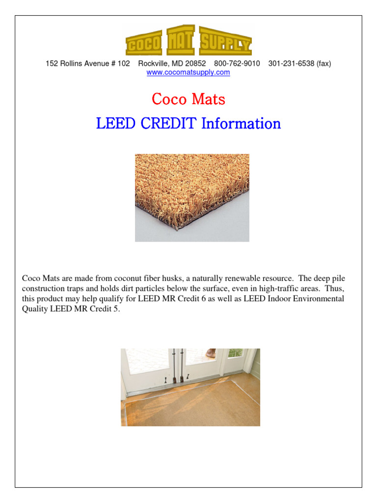 Coco Mats for LEED Certification Benefits | PDF