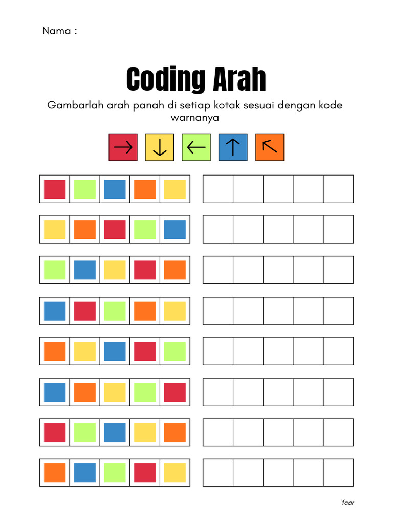 Coding Arah Lembar Kerja Putih Biru Ilustrasi Panah Sederhana ...