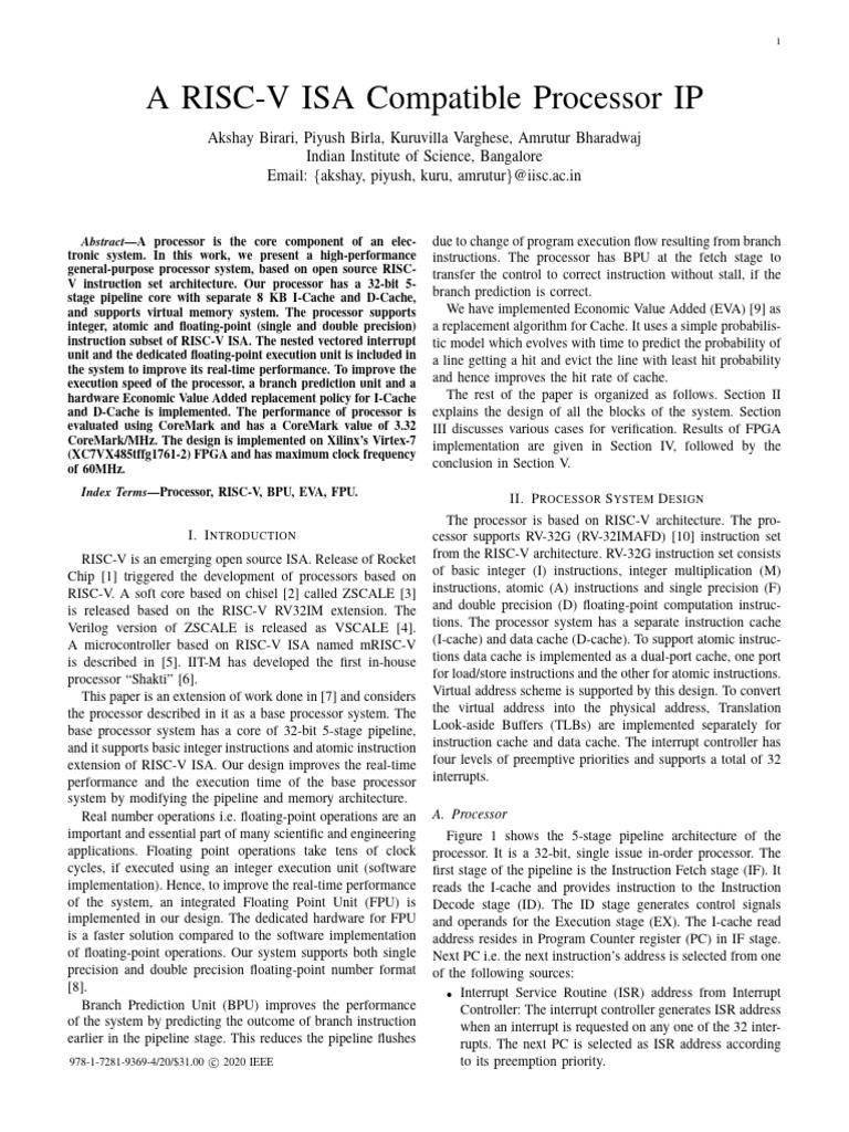 RISC-V Processor IP Design Overview | PDF | Central Processing Unit ...