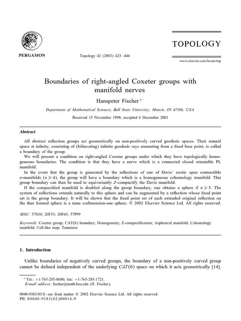 Boundaries of Right-Angled Coxeter Groups With Manifold Nerves | PDF ...