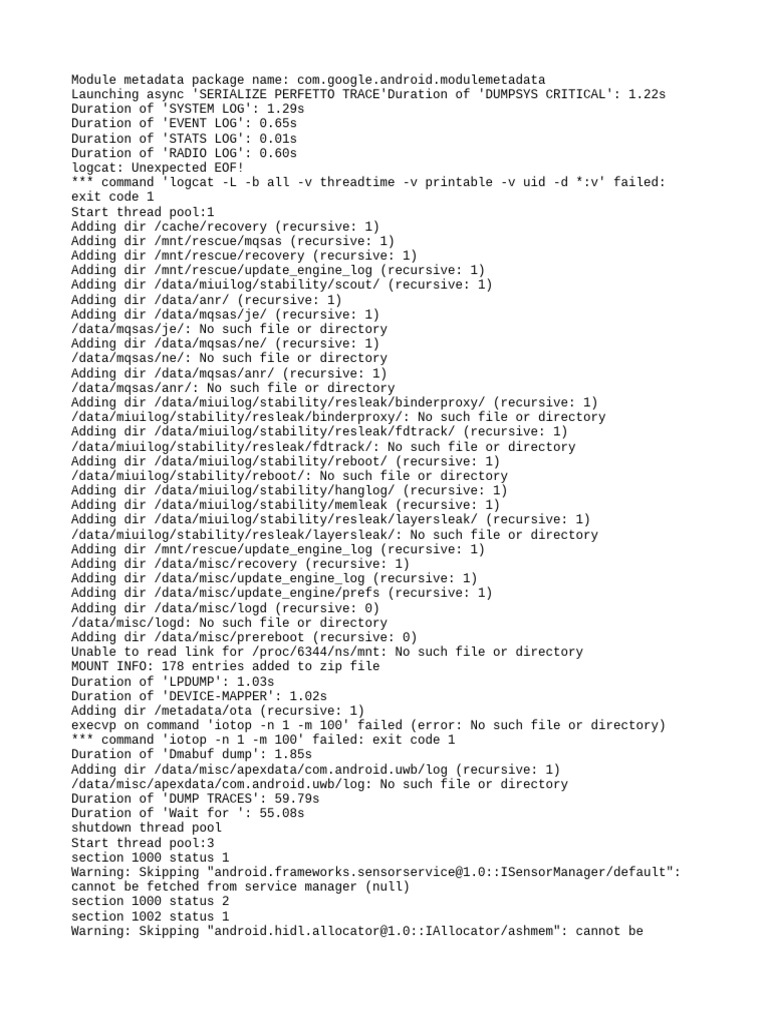 Android Module Metadata Log Analysis | PDF | Zip (File Format) | Computing