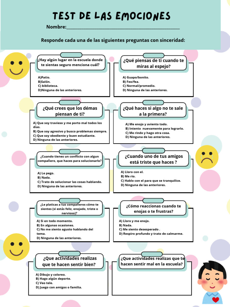 Test de emociones para estudiantes | PDF