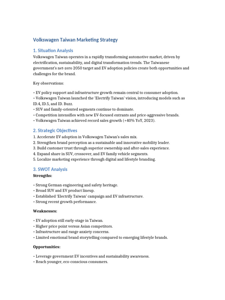 Volkswagen Taiwan EV Marketing Strategy | PDF | Electric Vehicle ...