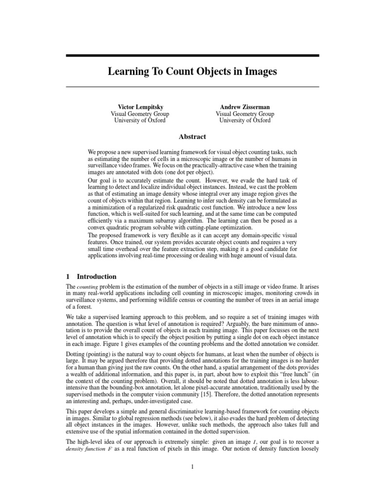 Object Counting in Images Using Dots | PDF | Mathematical Optimization ...