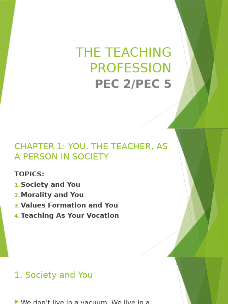 PEC 5 Teaching Profession | PDF | Teachers | Value (Ethics)
