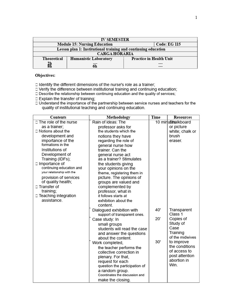 Nursing Education Training Strategies | PDF | Lesson Plan | Teachers