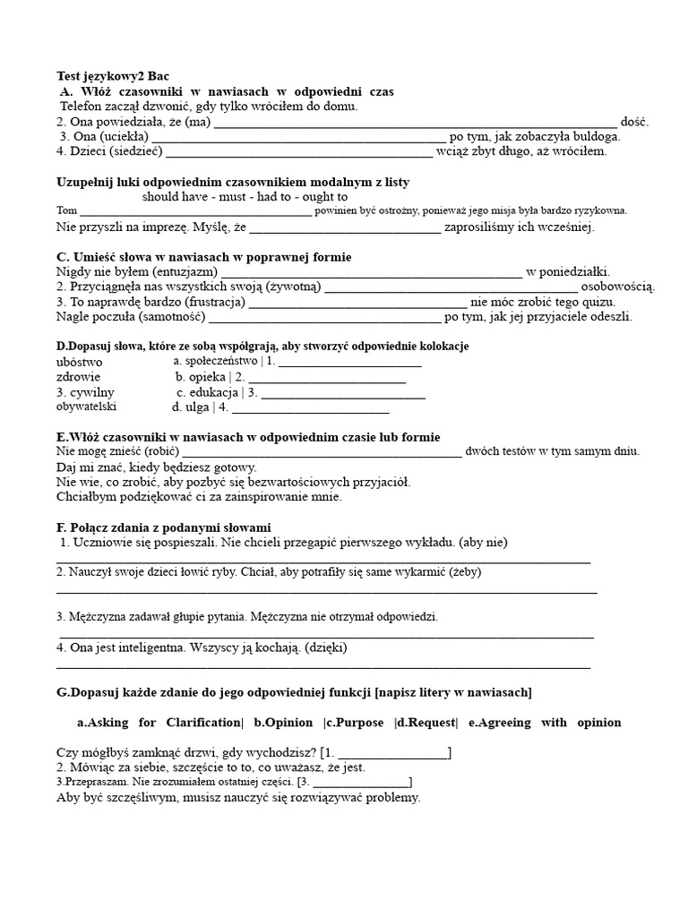 Test Językowy 4 | PDF