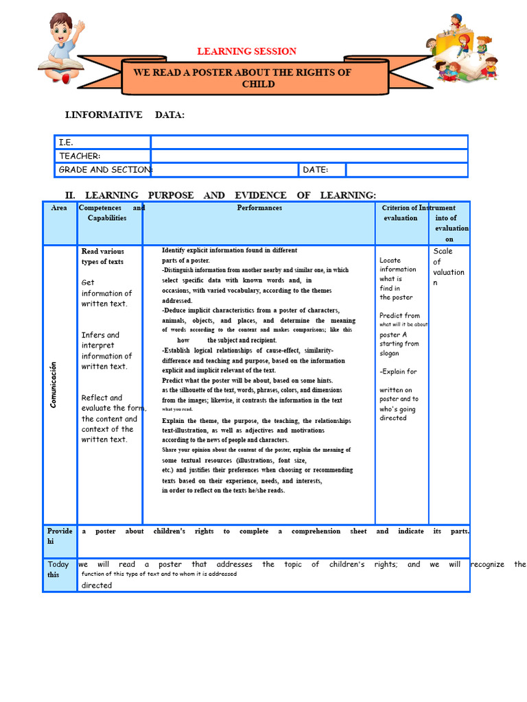 Session We Read Posters About Children's Rights | PDF | Reading ...