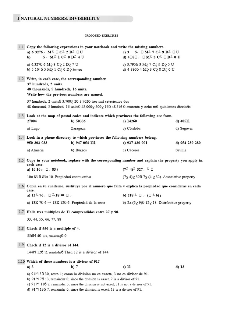 1st year of Secondary Education unit 1_1 | PDF | Division (Mathematics ...