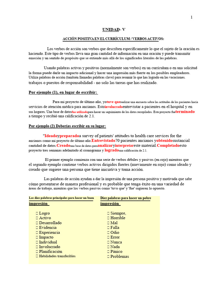 Verbos Activos y Comunicación Efectiva | PDF | Comunicación ...