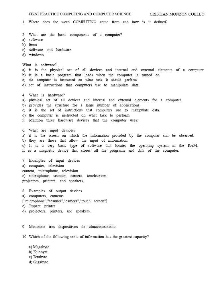 basic computer science practice | PDF | Operating System | Computing