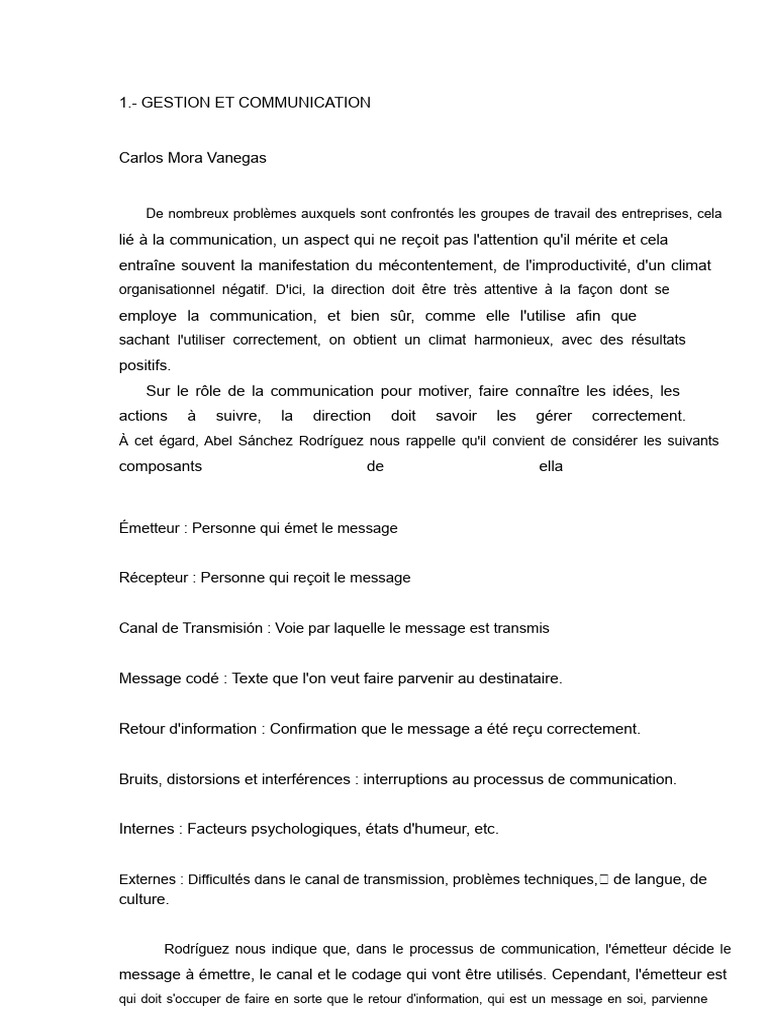 Communication et Gestion Efficace en Entreprise | PDF | Direction ...