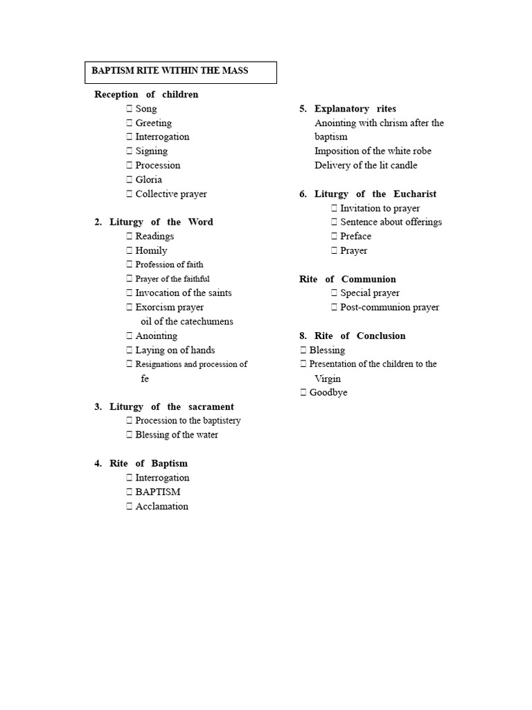 Rite of Baptism Within The Mass | PDF