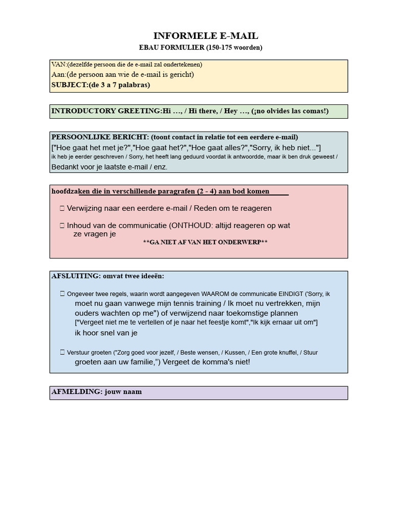 Informe Informele Email EBAU Formaat Voor ESO | PDF