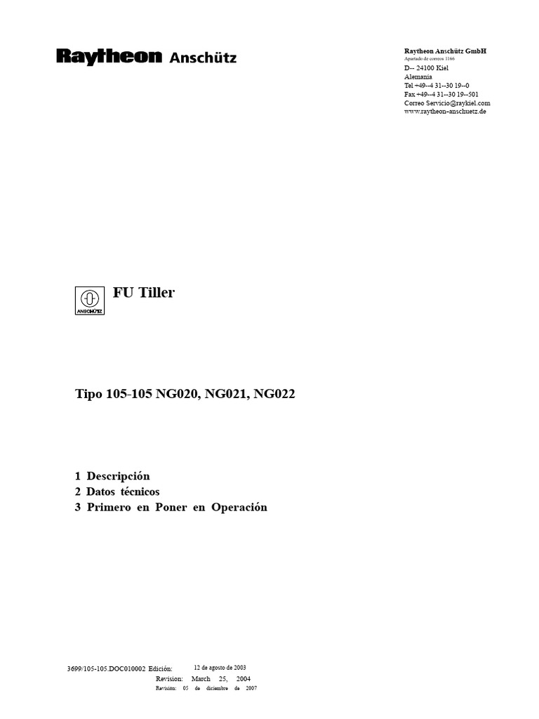 3699 FU Tiller 105 105 NG20 | PDF | Bienes manufacturados | Componentes ...