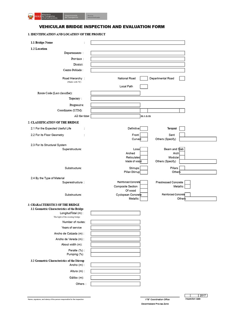 Bridge Inspection Evaluation Form | PDF | Bridge | Civil Engineering