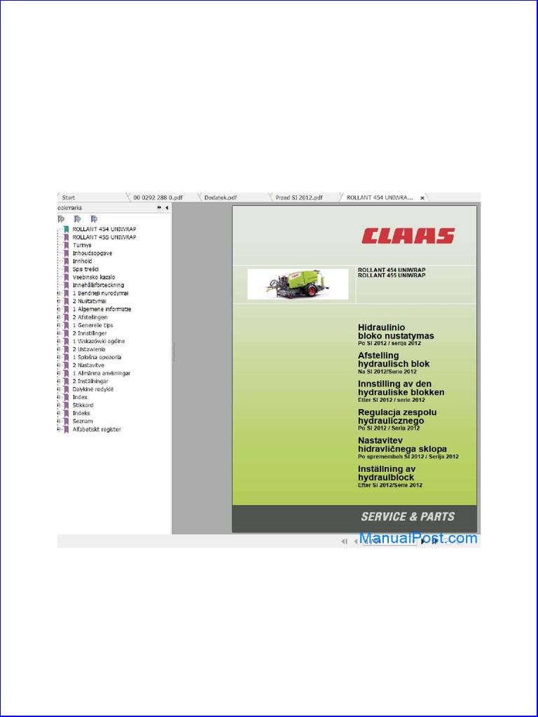 Claas Baler Rollant 454 Uniwrap Rollant 455 Uniwrap Operators Manual ...