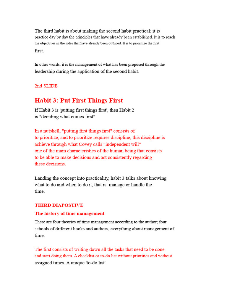 Habit 3 Put First Things First PDF | PDF | Time Management ...
