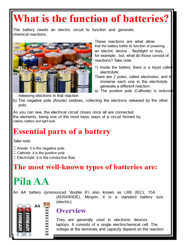 Function of Batteries in Circuits | PDF | Electrical Components ...