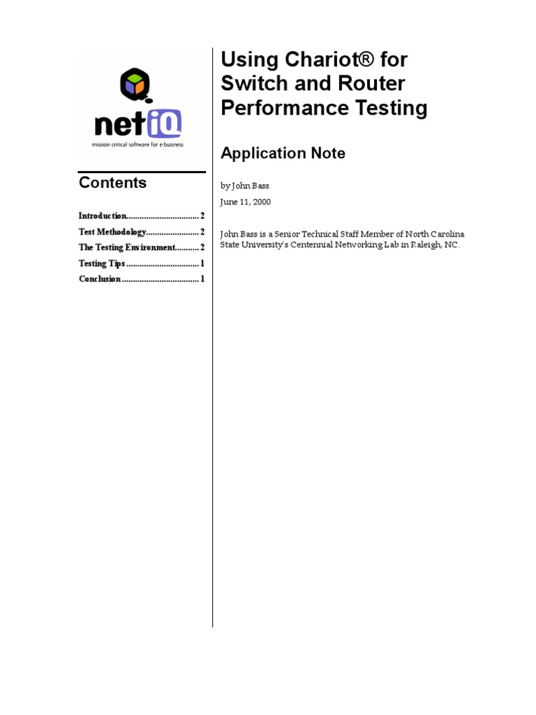 Netiq Using Chariot For Switch and Router Performance Testing | PDF ...