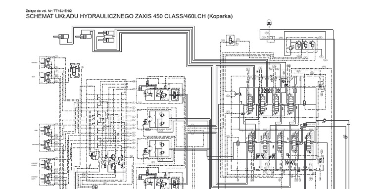 Obwód Hydrauliczny - Hitachi - ZX450 - (NR Seryjny - TT16J-E-02) | PDF