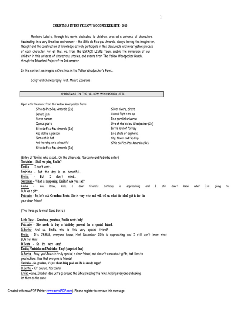 SCRIPT Christmas in The Yellow Woodpecker's Site | PDF