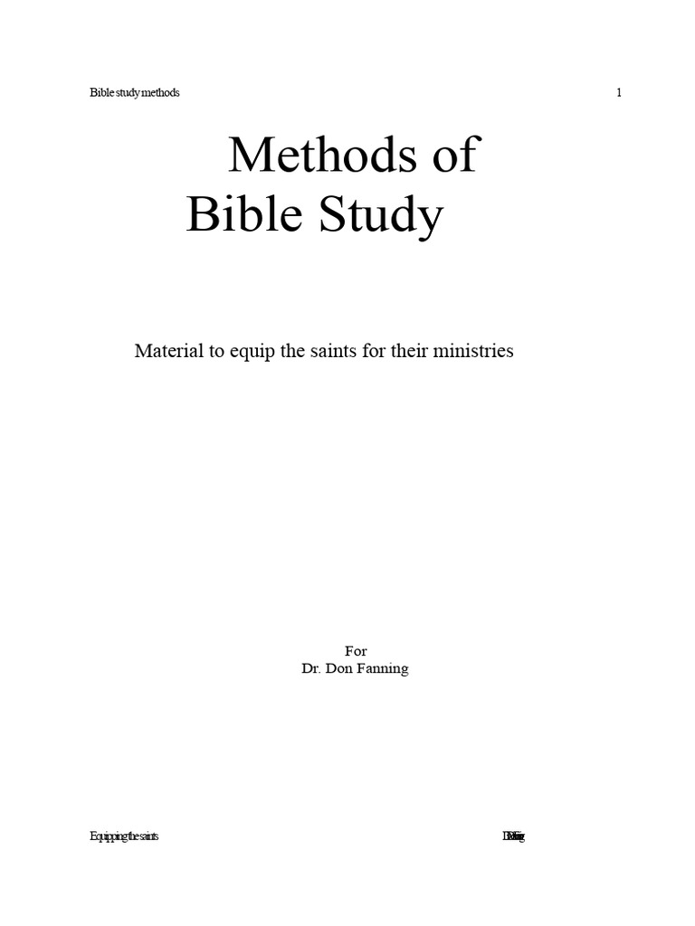 Bible Study Methods for Effective Learning | PDF | Scientific Method ...