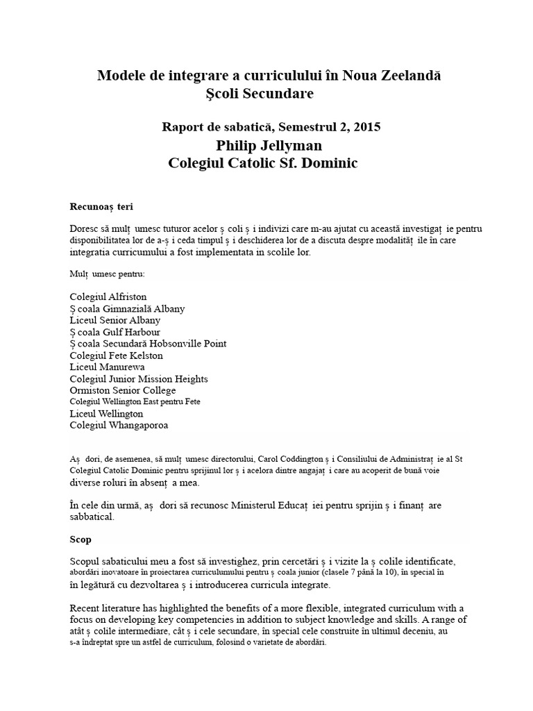 Modele de Integrare A Curriculumului | PDF