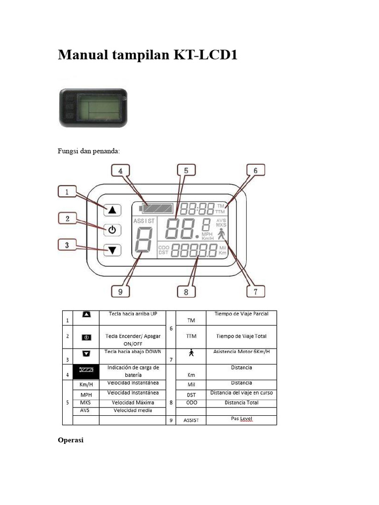 Panduan Manual KT-LCD1: Fungsi & Pengaturan | PDF
