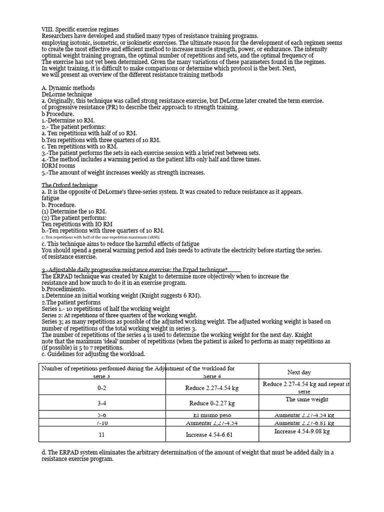 Resistance Training Techniques Overview | PDF | Strength Training ...