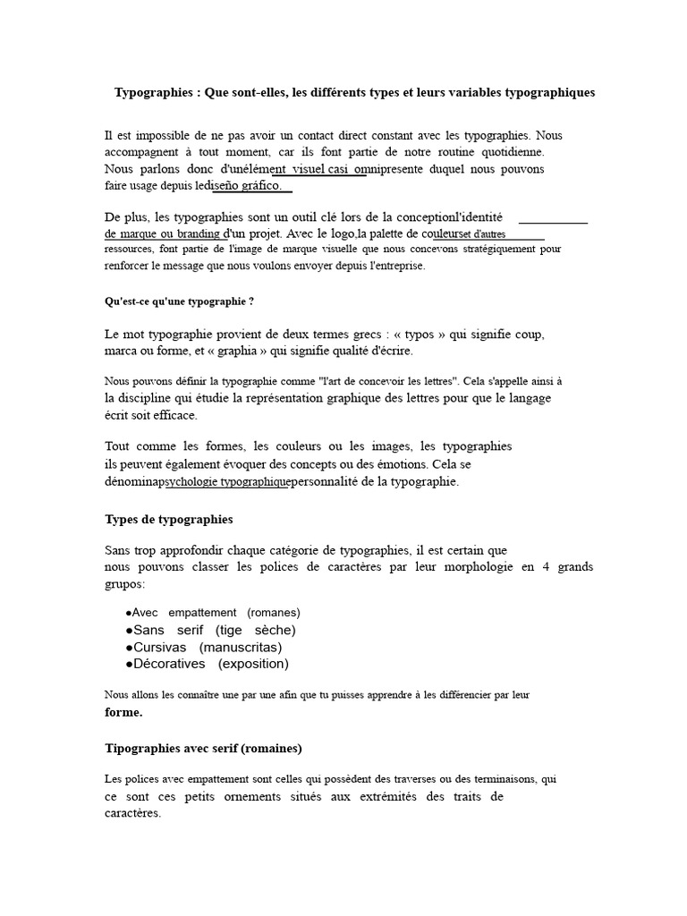 Types et variables de typographies | PDF | Serif | Police d'écriture