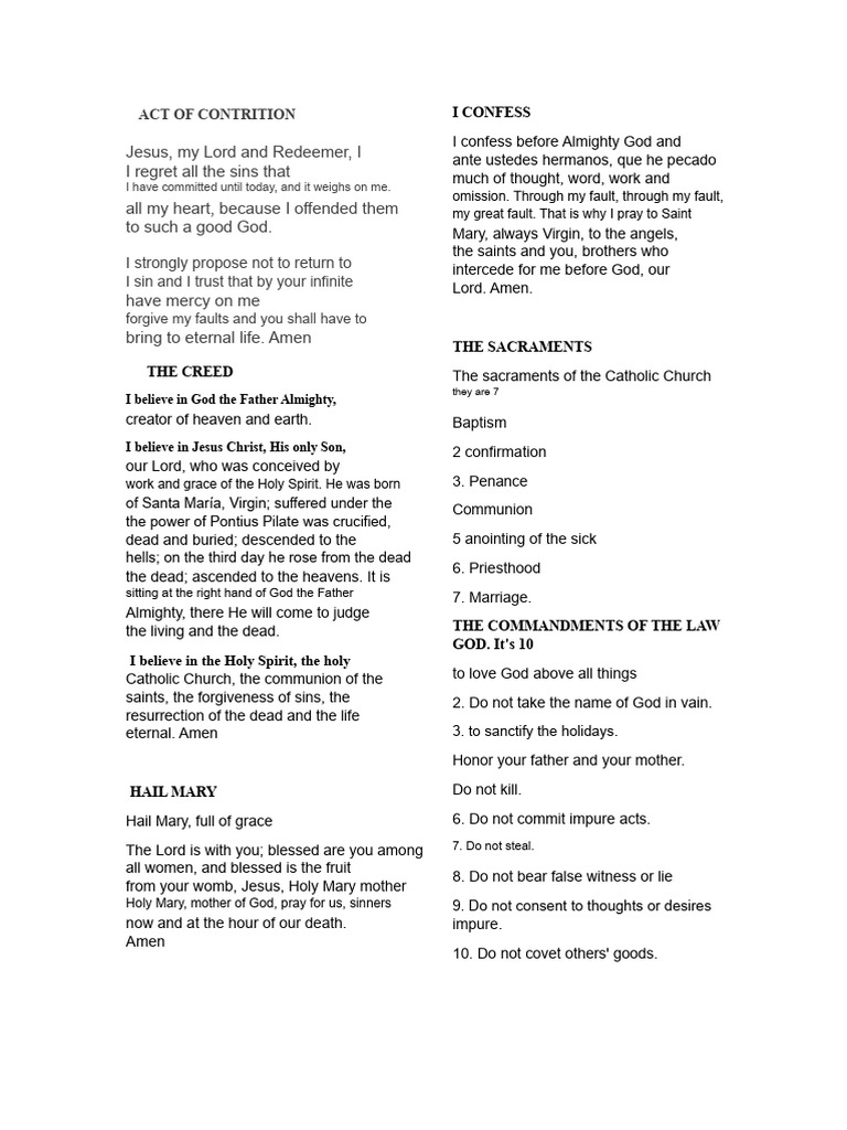 Catholic Confession and Beliefs Guide | PDF | Confession (Religion ...