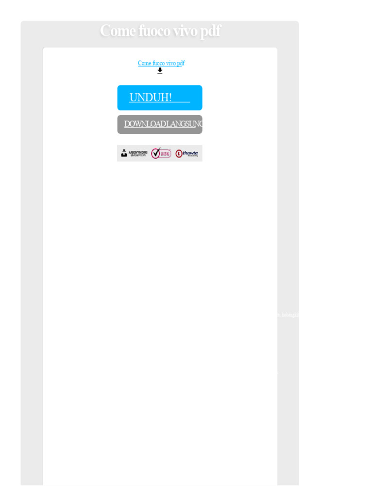 Unduh Come Fuoco Vivo PDF Gratis | PDF