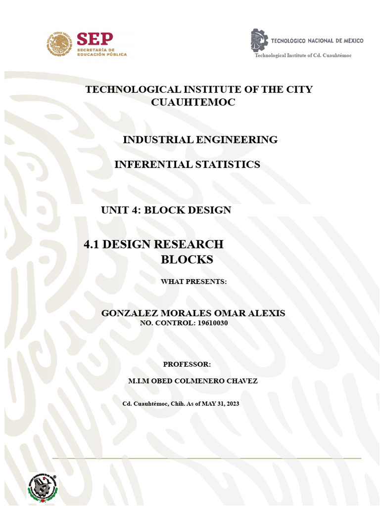 Block Design in Inferential Statistics | PDF | Analysis Of Variance ...