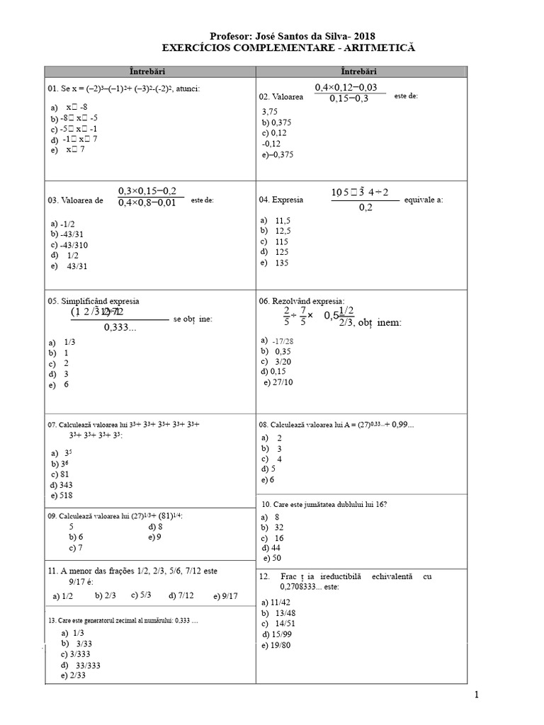 Matematica de Bază | PDF