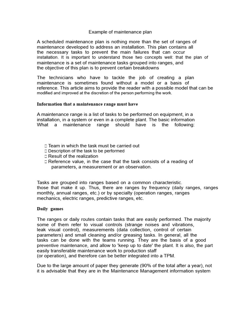 Maintenance Plan and Work Order Guide | PDF