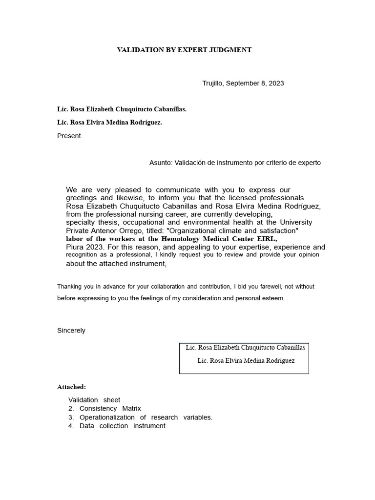 Expert Validation of Research Instrument | PDF | Job Satisfaction ...