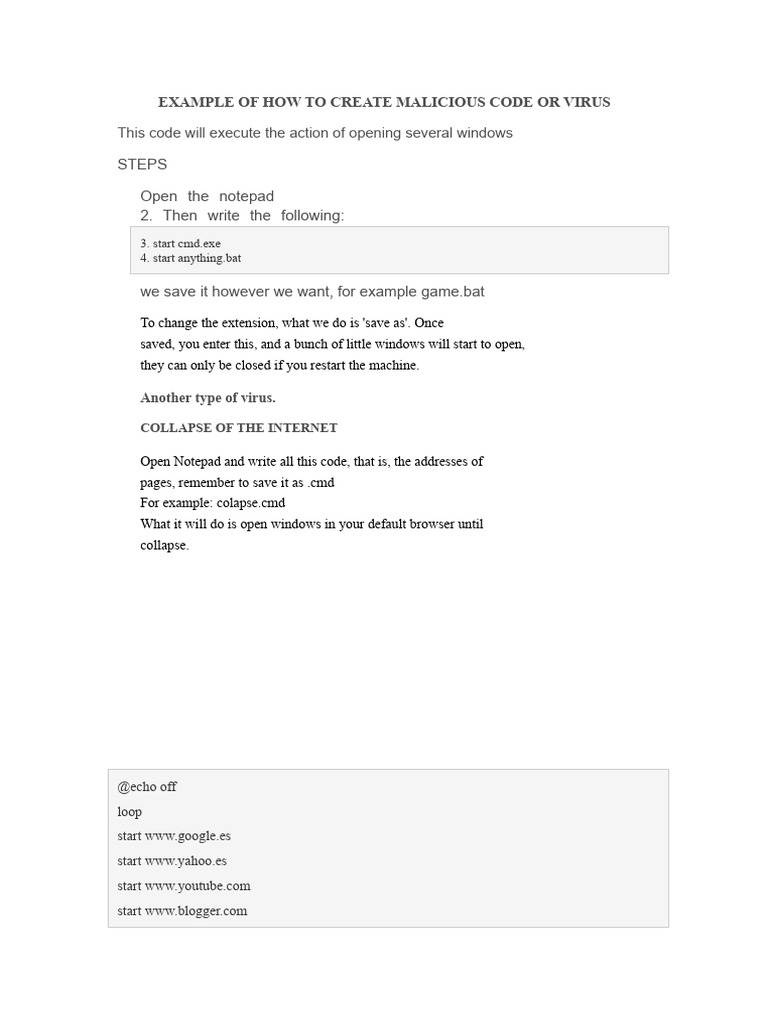 How to Create Malicious Code Examples | PDF | Computer Virus | Malware