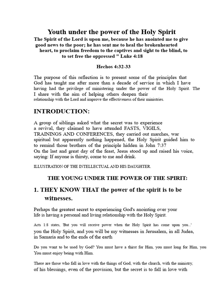 Youth Empowered by the Holy Spirit | PDF | Humility | Holy Spirit