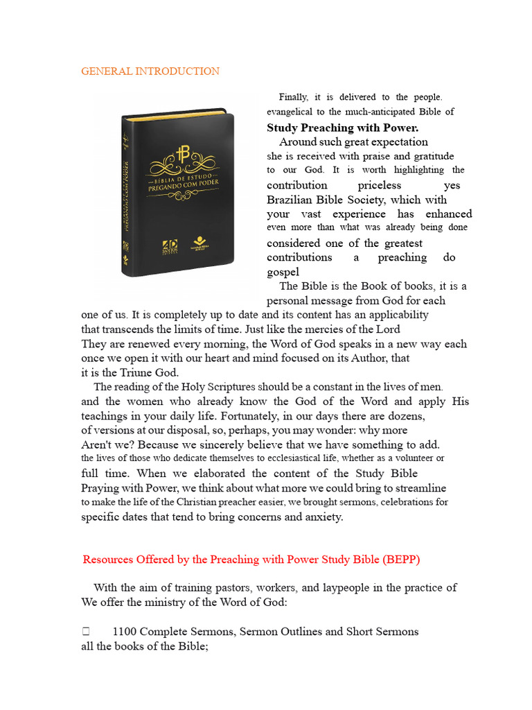 Preaching with Power Study Bible Guide | PDF | Sermon | Bible