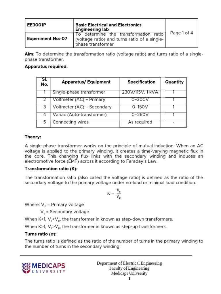 Experiment 7 | PDF | Transformer | Electromagnetic Induction