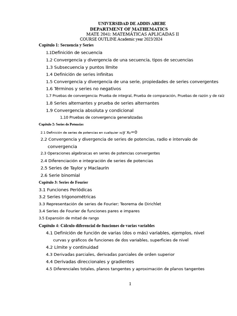 Mate 2041: Matemáticas Aplicadas Ii: Department of Mathematics | PDF ...