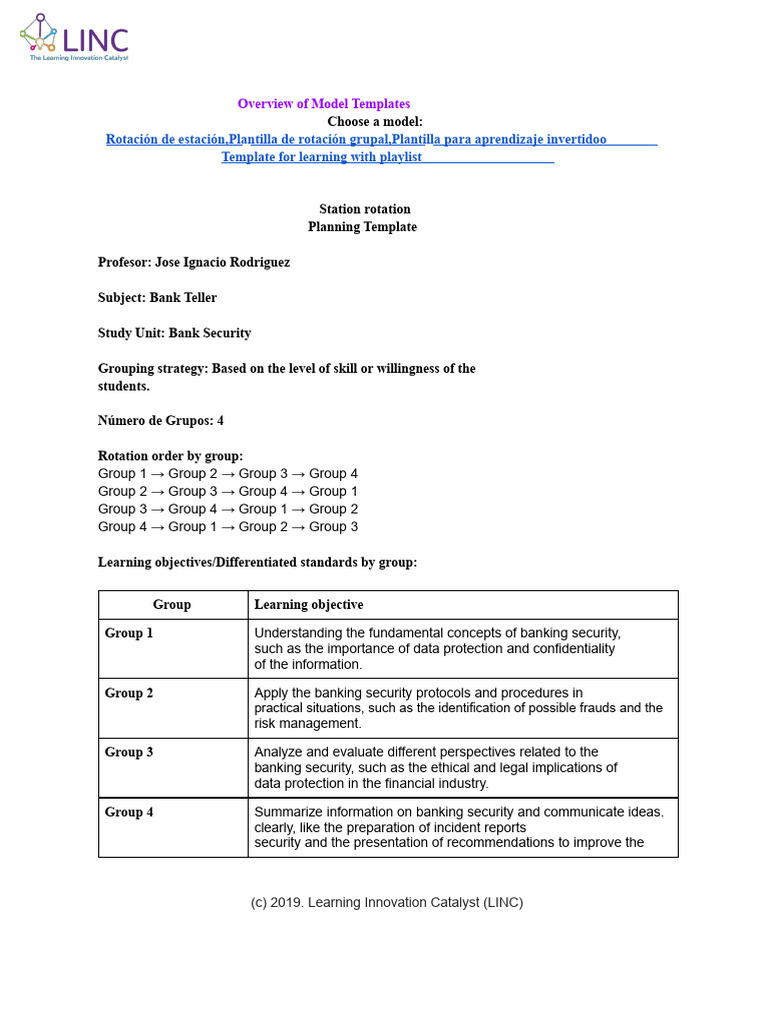 Bank Security Station Rotation Template | PDF | Learning